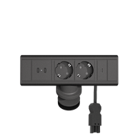 Axessline Desk - 2 eluttag typ F, 2 USB-C laddare 30W max, 1 USB-C por